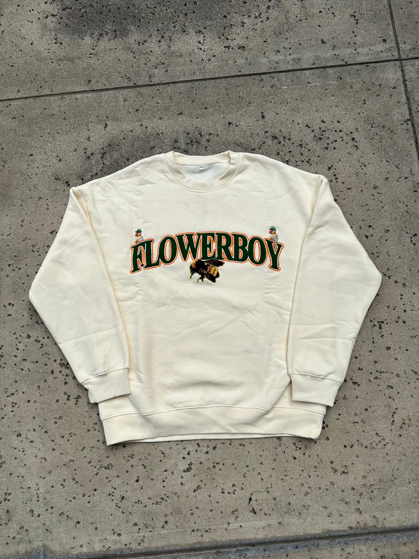 "FLOWERBOY” 10oz CHENILLE/ EMBROIDERED PREMIUM CREWNECK