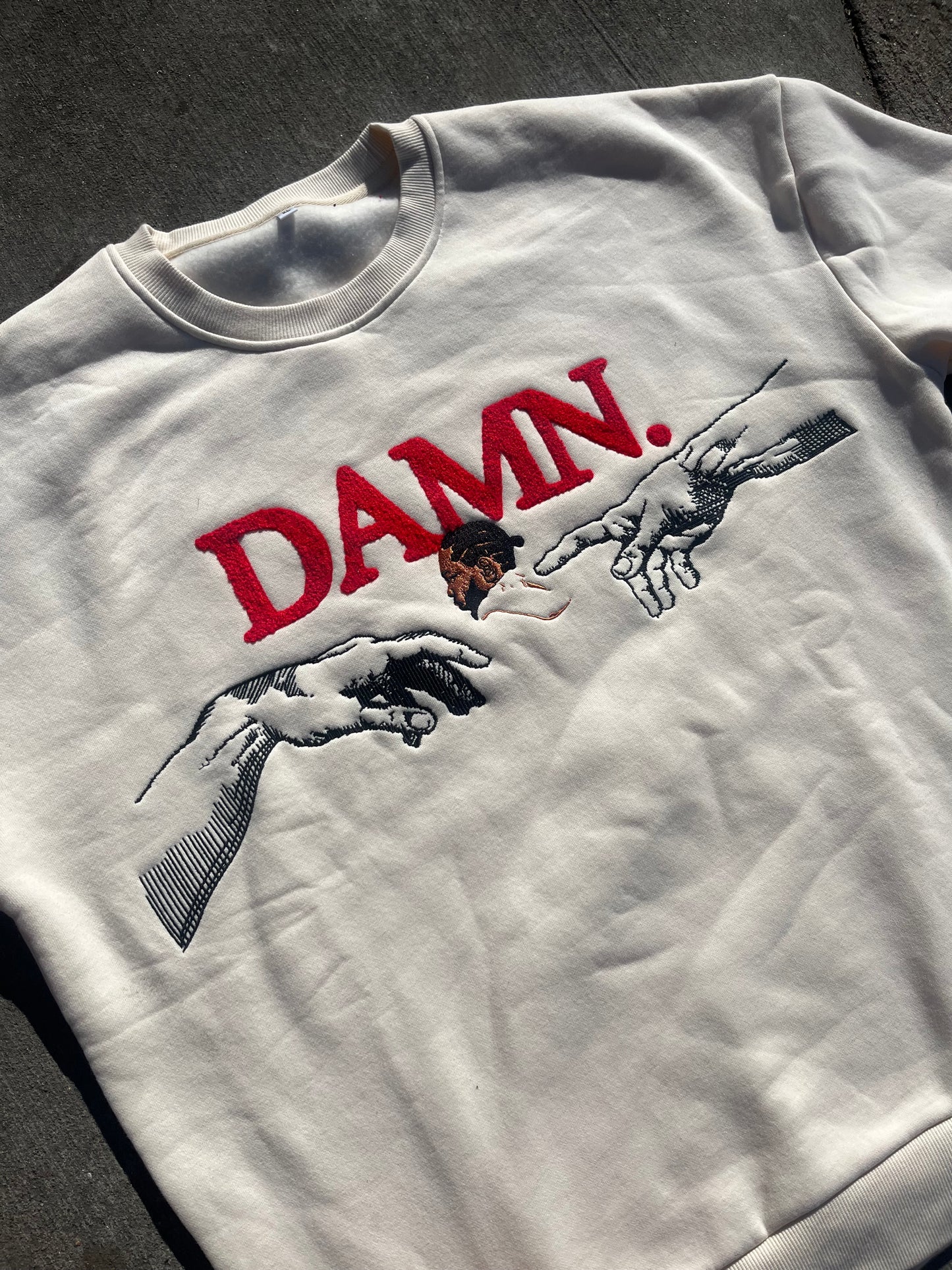 "DAMN” 10oz CHENILLE/ EMBROIDERED PREMIUM CREWNECK