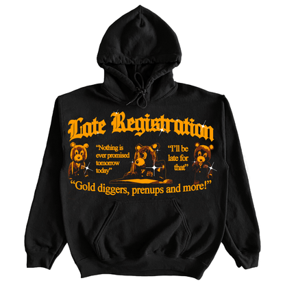 "REGISTRATION” 9oz PUFF PRINT HOODIE