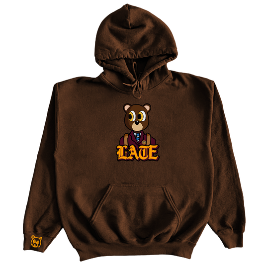 “LATE” 9oz EMBROIDERED HOODIE